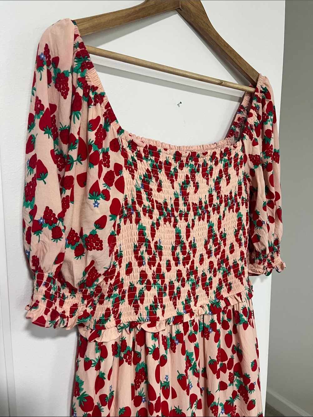 BETSEY JOHNSON Strawberry Feilds Challis Midi Dress (XL) Pearl Blush Raspberry - Picture 4 of 10